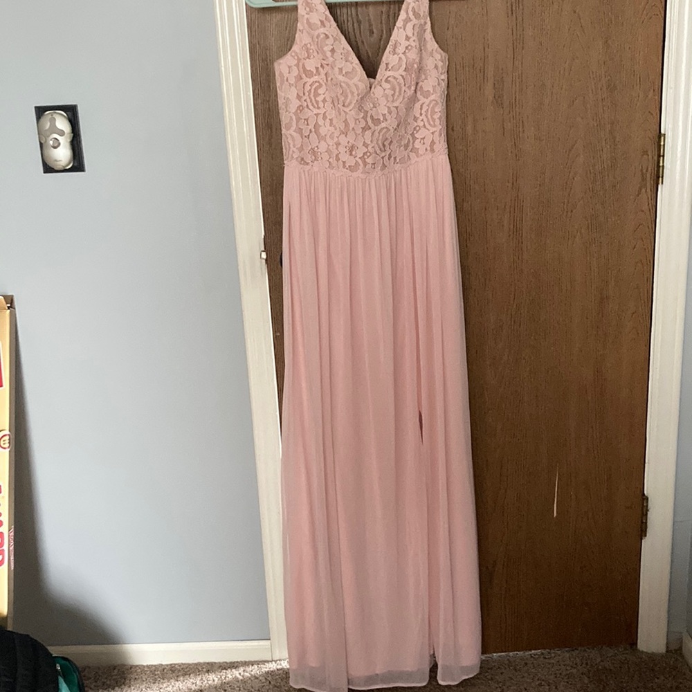 Flowy Pink David’s Bridal Bridesmaid Dress